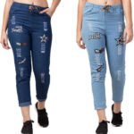 Jogger Fit Women Light Blue, Dark Blue Jeans (Pack of 2)