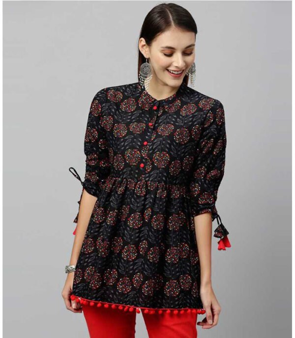 Party 3/4 Sleeve Floral Print Women Multicolor Top