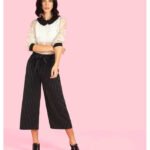 Relaxed Women Black Polyester Trousers