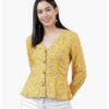 Casual Full Sleeve Printed Women Yellow Top