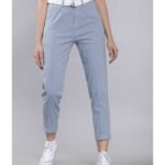 Regular Fit Women Blue Cotton Lycra Blend Trousers