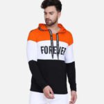 Men Hooded Neck Orange, White, Black T-Shirt