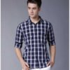 Men Slim Fit Checkered Spread Collar Casual Shirt