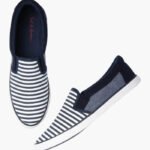 Men Navy & White Striped Shoes