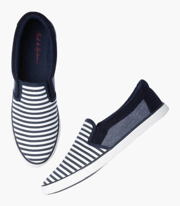 Men Navy & White Striped Shoes