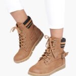 Men Brown Solid Synthetic Mid Top Flat Boots