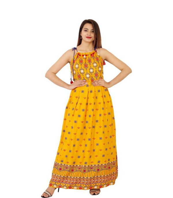 Wows Women Fit and Flare Yellow Dress