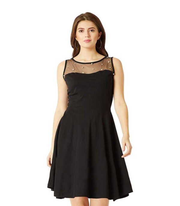 Miss Women Fit and Flare Black Dress