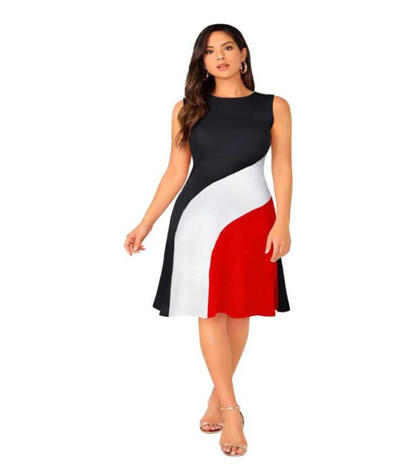 Miss Women Skater Black, White, Red Dress