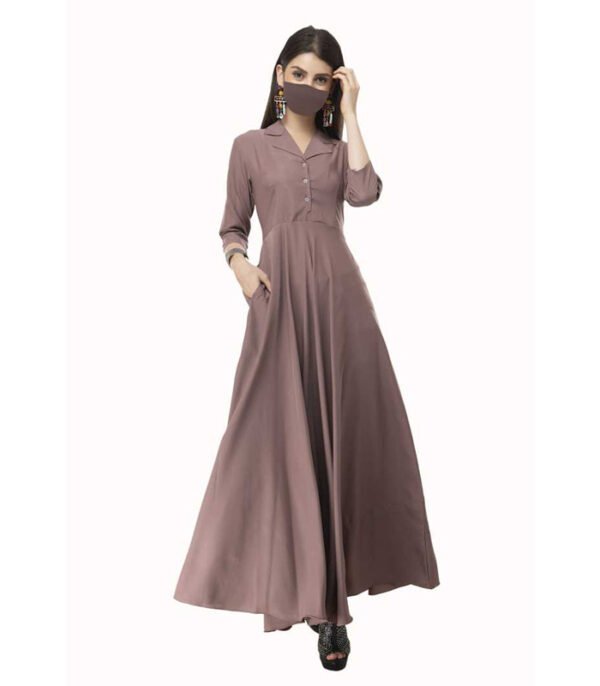 Women Maxi Rosewood Dress With Mask