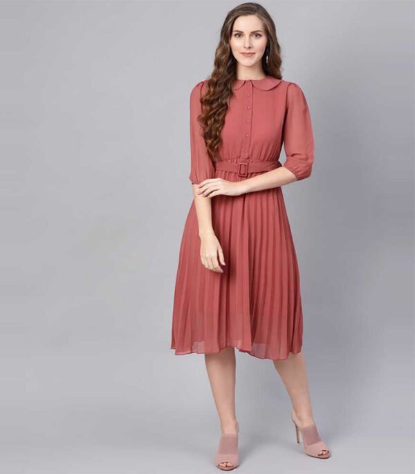 Women Fit and Flare Pink Dress